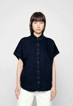 Monki Button-Down Blouse - Blue Medium Dusty