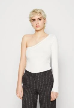 Monki Long Sleeved Top - White Light Solid