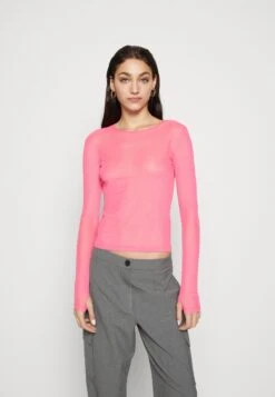 Monki Long Sleeved Top - Pink Bright Solid
