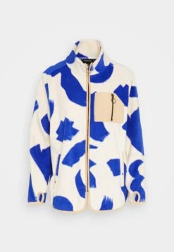 Monki Fleece Jacket - White Dusty Light/Blob Blue -Monki Store 67601df07ab649abb96c10ada417e81f