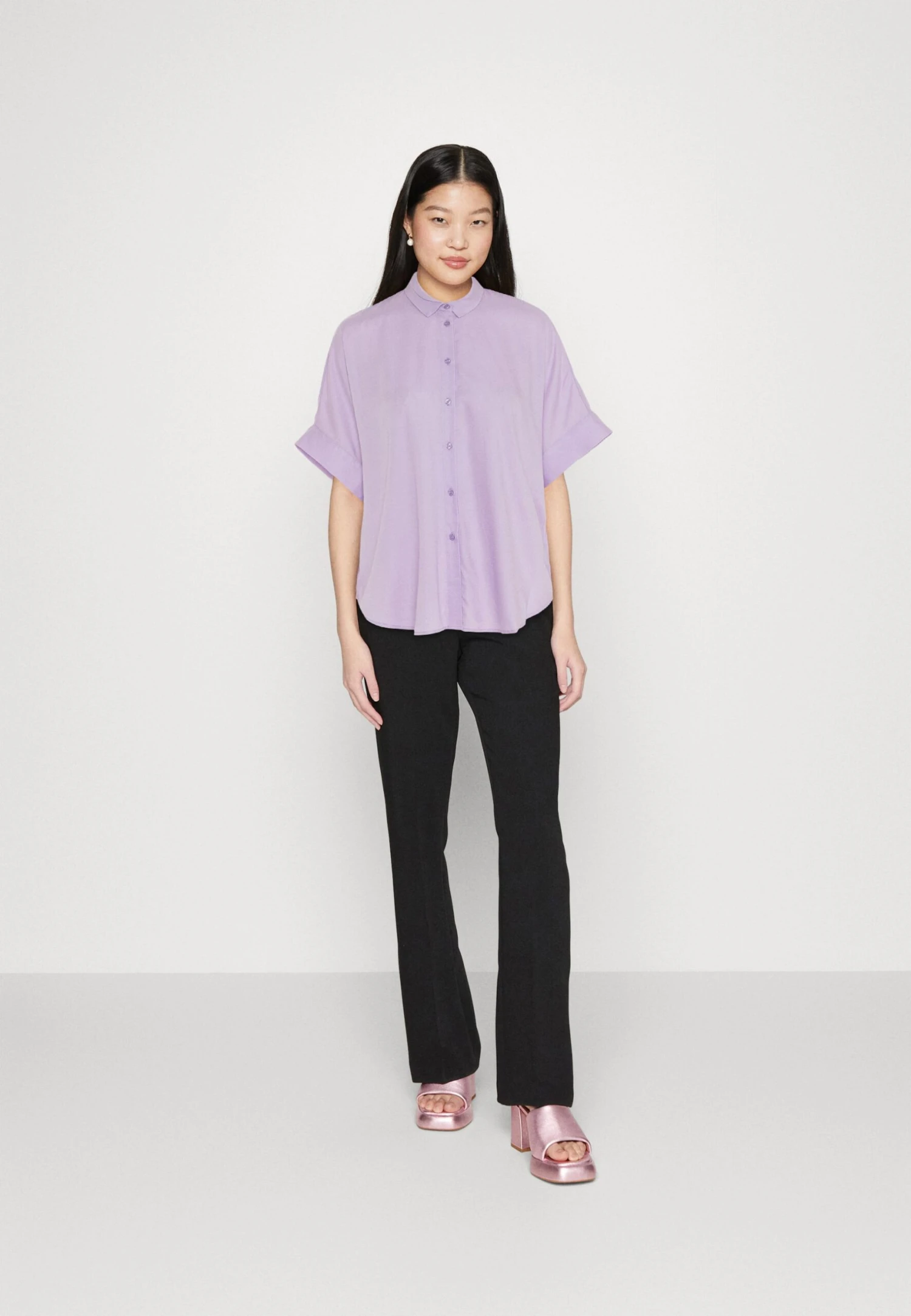 Monki Button-Down Blouse - Lilac Purple 3 Monki Button-Down Blouse - Lilac Purple - Image 2