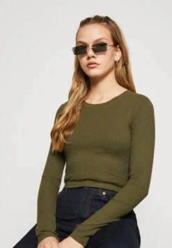 Monki Long Sleeved Top - Khaki -Monki Store 764d8ac3d2f5402286ebfc6938328627