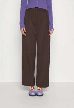 Monki Trousers - Brown Dark Brun
