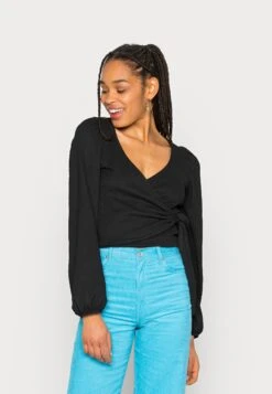 Monki Long Sleeved Top - Black Dark
