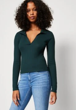 Monki Long Sleeved Top - Green -Monki Store be6c906dbe424177af72ca9ef8f0dcc5