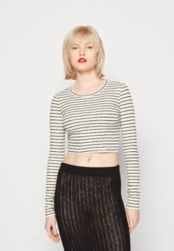 Monki Store 8 Monki Long Sleeved Top - Off White/Black