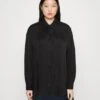 Monki Button-Down Blouse - Black