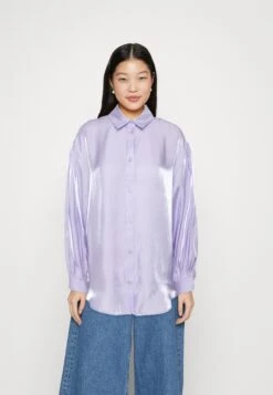 Monki Button-Down Blouse - Metallic Lilac