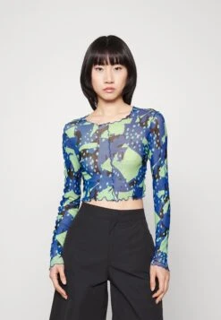 Monki Long Sleeved Top - Light Green/Blue